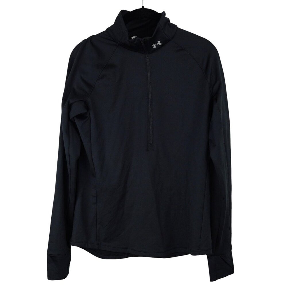 Under Armour Mens 1/4 Zip ColdGear Pullover Black Sweatshirt Size M
